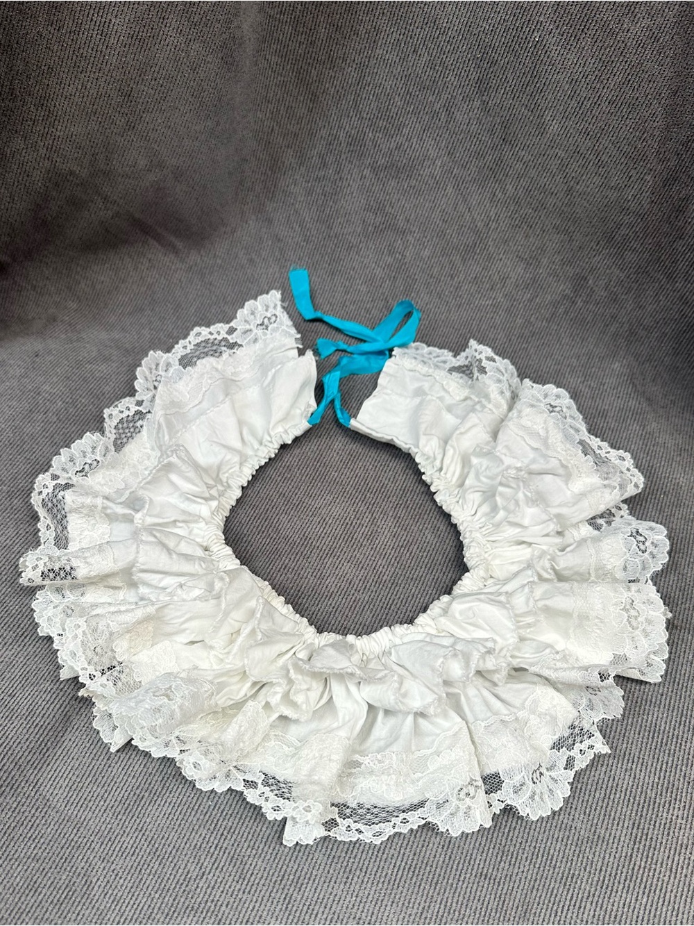 Vintage ruffle clown collar white lace one size